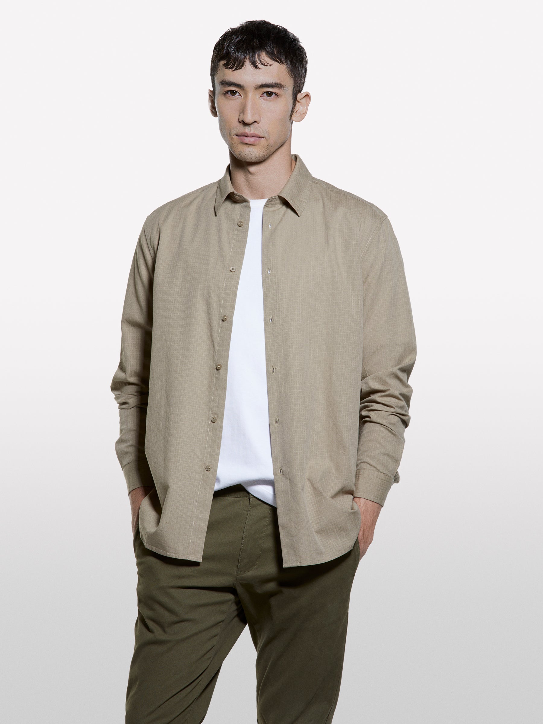 Camicia beige in cotone operato - ucb_image_FY