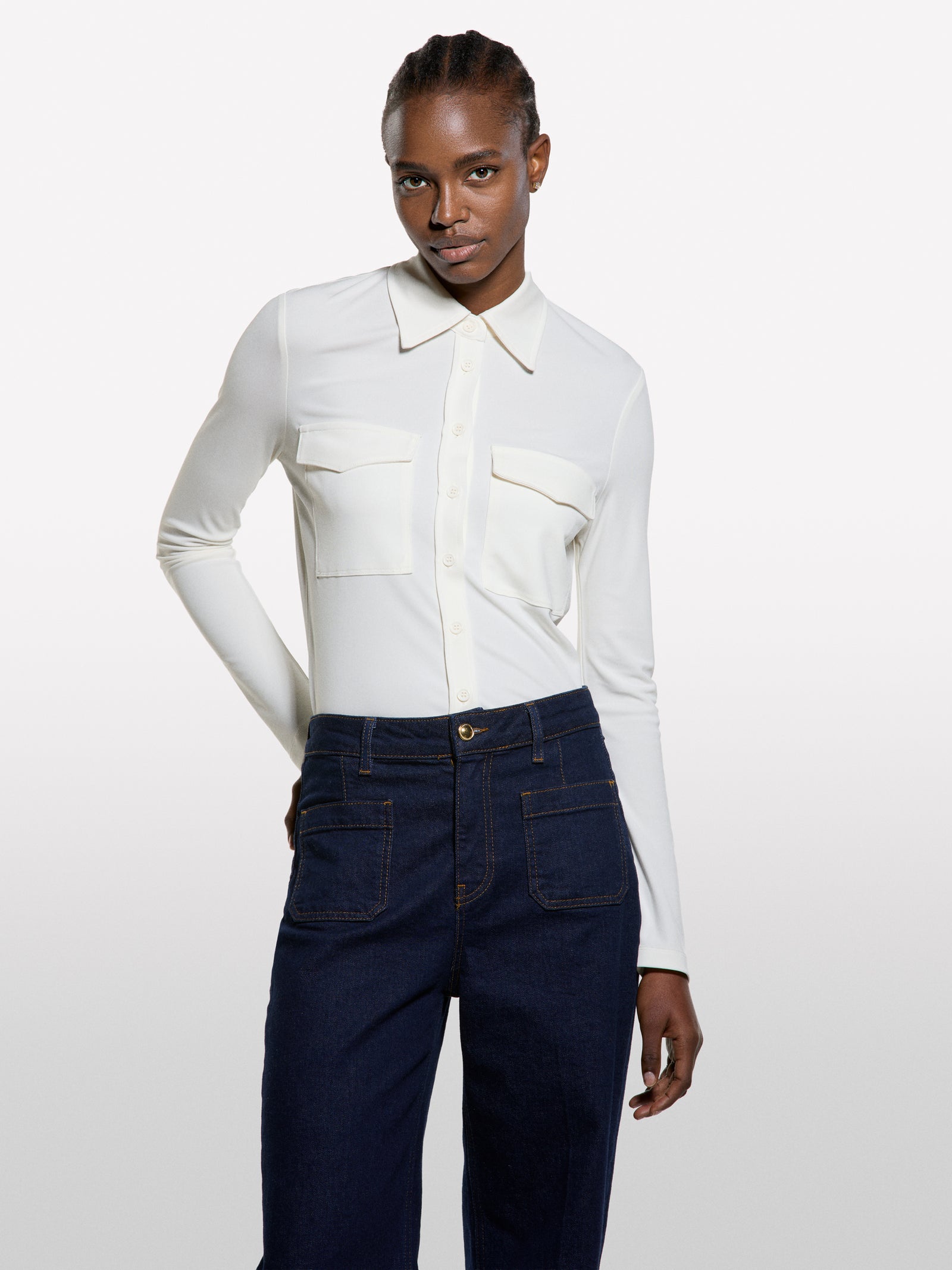 Cream white shirt with pockets